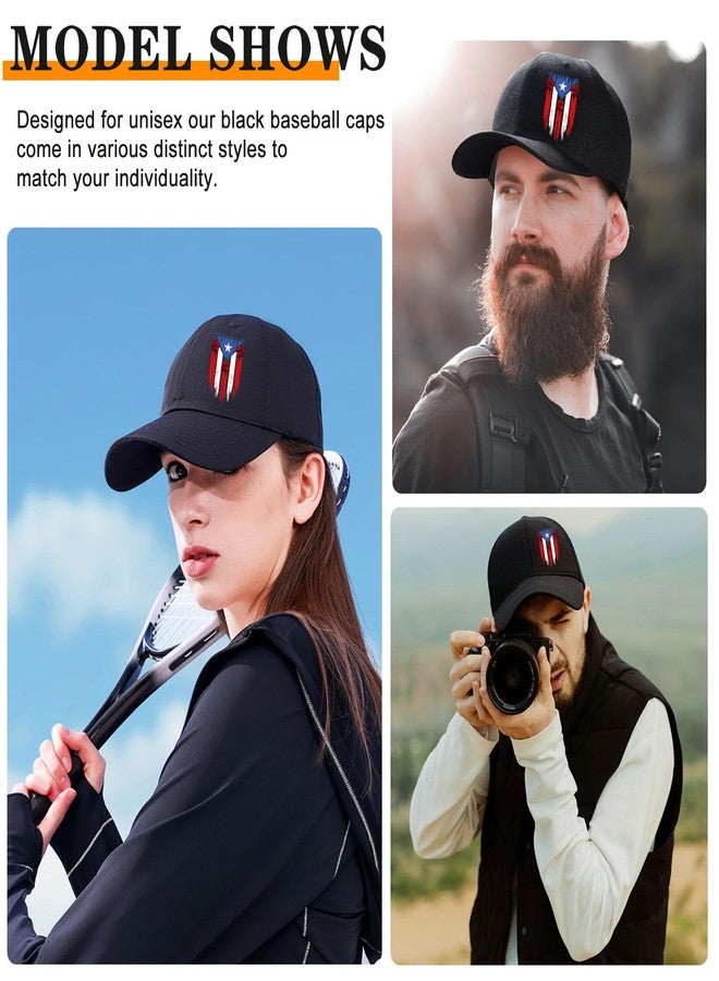 viofre Baseball Cap for Men Puerto Rico Flag Hats for Men Cotton Black Baseball Hat for Mens Snapback Hats Trucker Dad Hat Snap Back Flat Bill Men's Caps for Golf Running Patriotic Accessories Gifts - Image 4